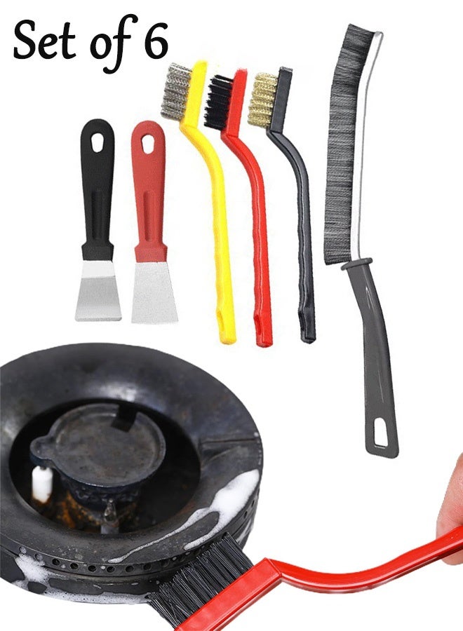 Oven Cleaning Brush Set of Six Home Gas Stove Cleaning Brushes Made of Brass Nylon and Stainless Steel  - Image 1