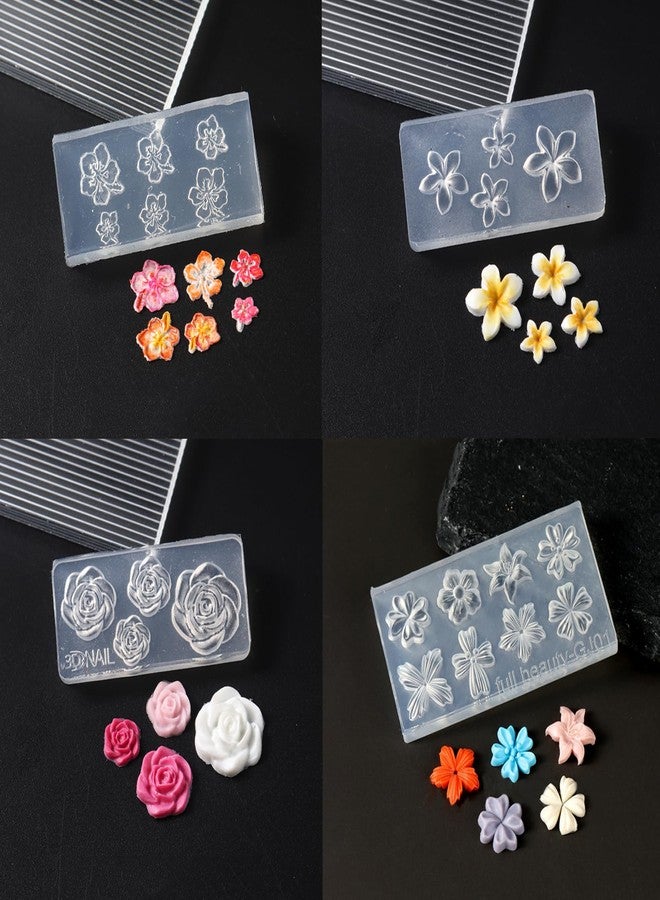 LIFOOST 4pcs Silicone Nail Molds Small Flower Mould 3D Gel Nail Art Carving Templates Spring Summer Floral Manicure Tools - Image 3