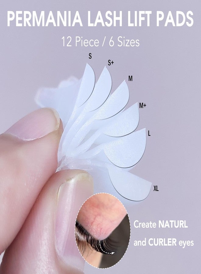 PERMANIA Lash Lift Pads, 12 Piece/6 Sizes Liquid Silicone Lash Lift Rods with 'C' Curl Super Soft & Sticky Extreme Eyelash Curler DIY Makeup Beauty Tool (White) - Image 2