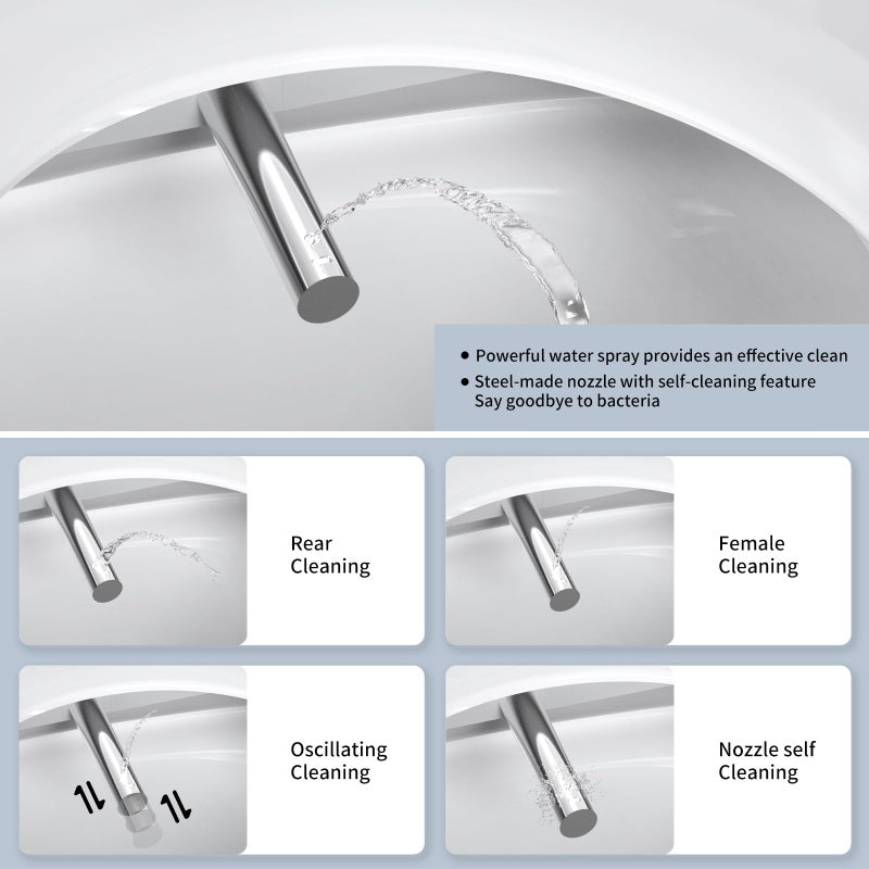 Soningsimi Bidet Toilet Seat Elongated, Unlimited Warm Water, Heated Toilet Seat, Warm Air Dryer, Rear and Front Washing, Soft Closed Toilet Lid, Night Light, Requires Outlet,white - Image 2