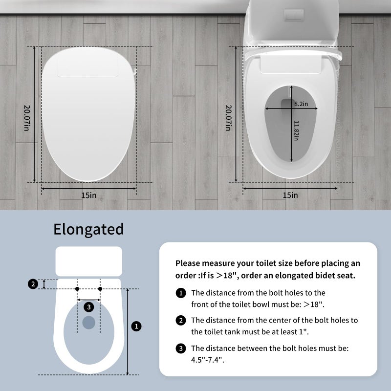 Soningsimi Bidet Toilet Seat Elongated, Unlimited Warm Water, Heated Toilet Seat, Warm Air Dryer, Rear and Front Washing, Soft Closed Toilet Lid, Night Light, Requires Outlet,white - Image 5