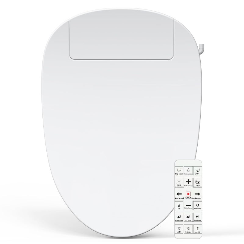 Soningsimi Bidet Toilet Seat Elongated, Unlimited Warm Water, Heated Toilet Seat, Warm Air Dryer, Rear and Front Washing, Soft Closed Toilet Lid, Night Light, Requires Outlet,white - Image 1