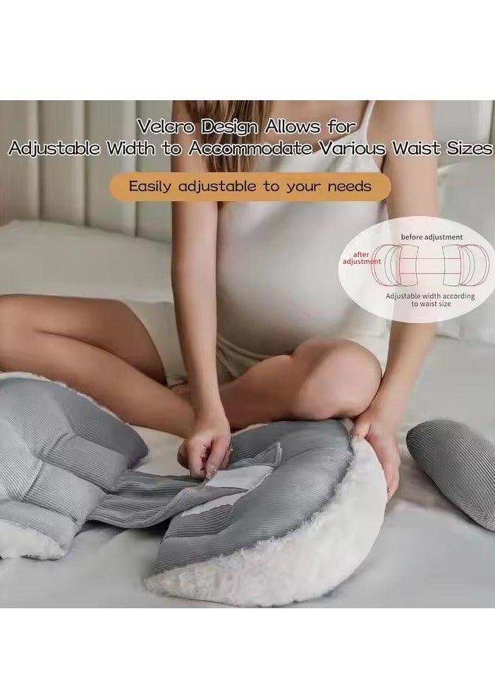 DUNISO Pregnancy Pillows For Sleeping, Faux Fur Luxury Maternity Pillow Support For Pregnant Women, Pregnancy Must Haves, Side Sleeper Pillows For Adults ，Detachable And Adjustable - Image 4
