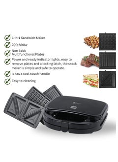 Danish Design 3-in-1 Sandwich Maker | Versatile Grill, Waffle & Toast Plates | Non-Stick Coating | High-Power, Adjustable Temperature Control | Indicator Lights, Compact & Space-Saving Design | Quick & Effortless Cleaning - pzsku/ZBCE735F7813DD25CC7DEZ/45/_/1734945573/fdc23c3a-0999-4763-acd8-4741fbf82e5a