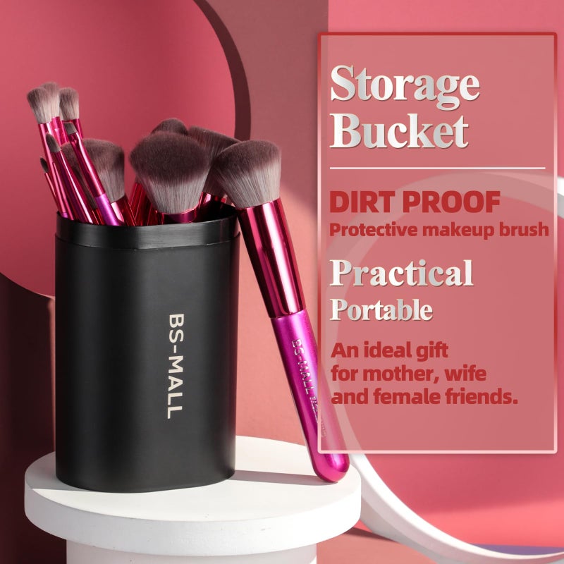 BS Mall BS-MALL Makeup Brushes 14 pcs Makeup Tools Kit Premium Synthetic Powder Foundation Contour Concealers Lip Brushes with Makeup Sponge u0026 Eyeshadow Applicator Kit - Image 2