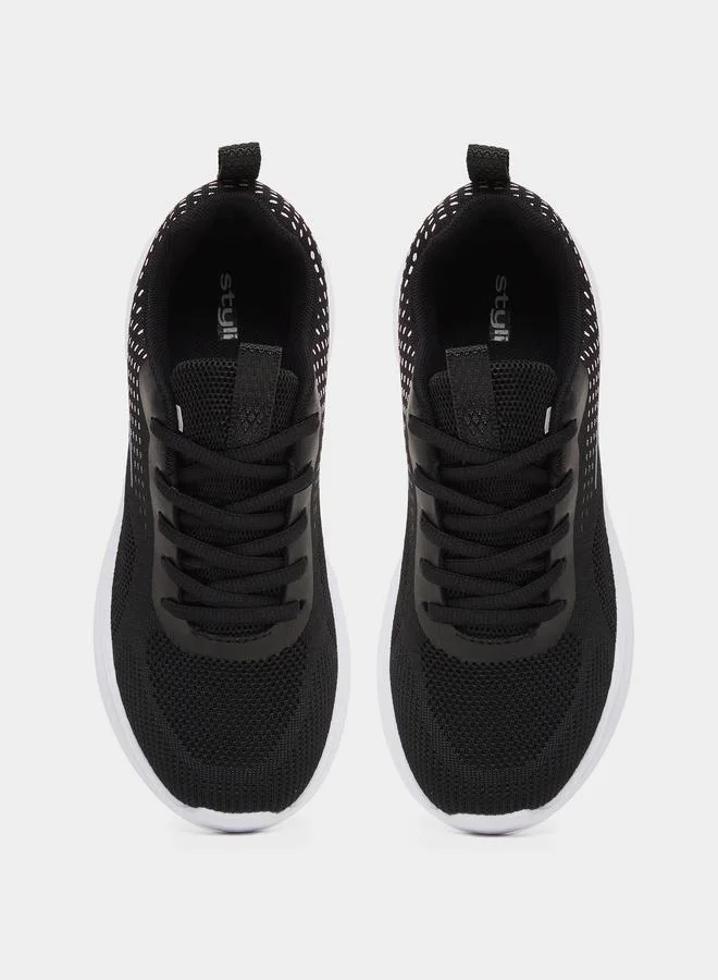 Styli Styli Textured Mesh Lace Up Sneakers