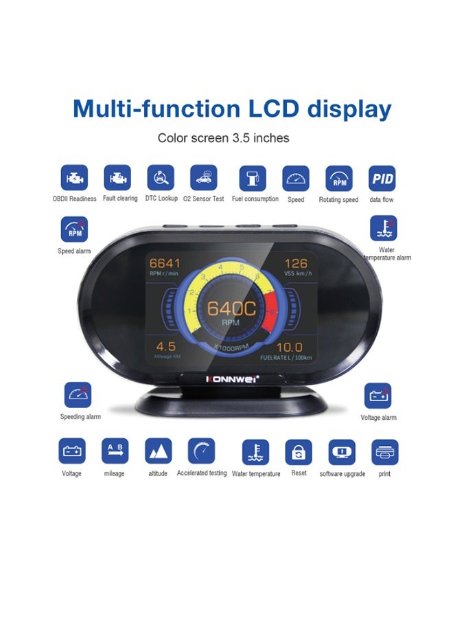 كونوي KONNWEI KW206 ماسح ضوئي لتشخيص السيارة + شاشة عرض رأسية (HUD) 2 في 1  - Image 2