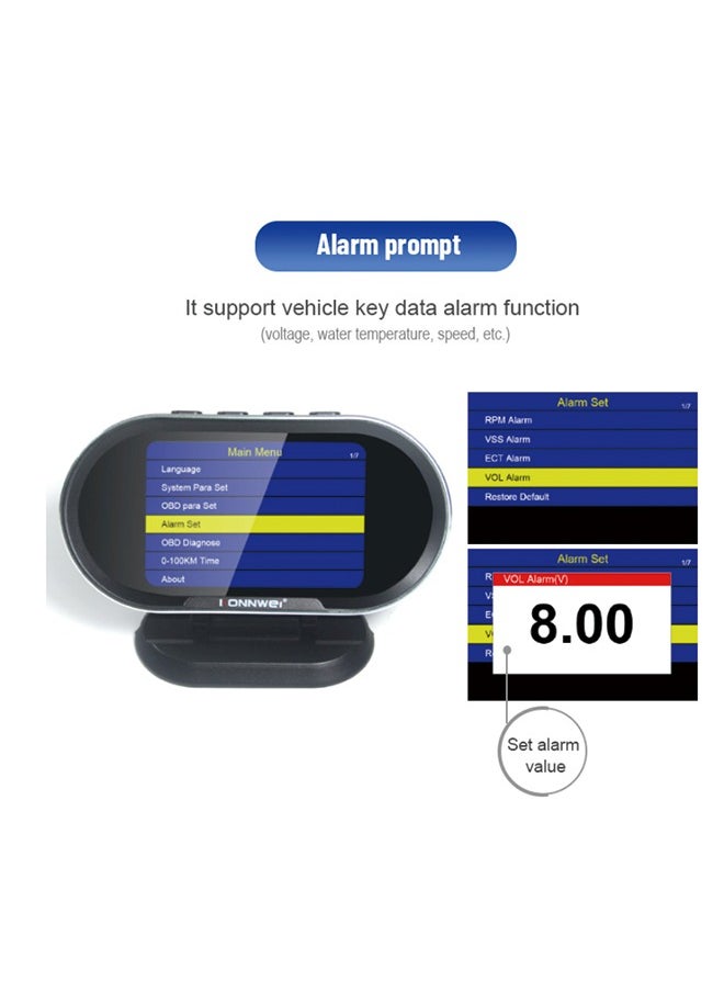 كونوي KONNWEI KW206 ماسح ضوئي لتشخيص السيارة + شاشة عرض رأسية (HUD) 2 في 1  - Image 4
