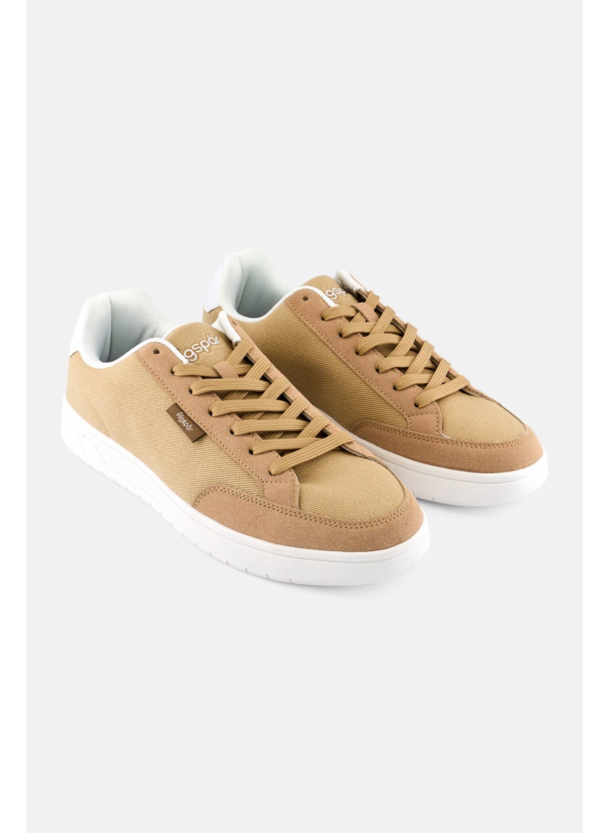 Algspar Men Lace Up Casual Shoes, Camel  - Image 1