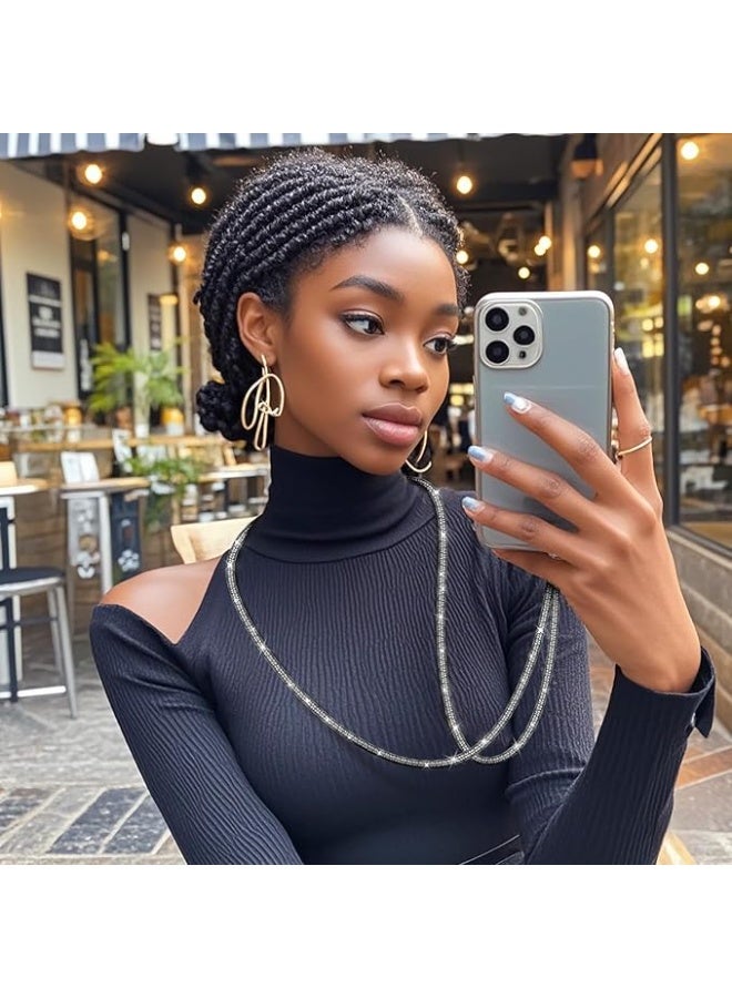 تين تك سلسلة موبايل عالمي كروس بودي مزينة بأحجار الراين ومقاومة للسرقة لامعة ووسادة تثبيت لمعظم الموبايلات وحامل رقبة مرصع بالألماس للنساء من تين تك – زهري - Image 2