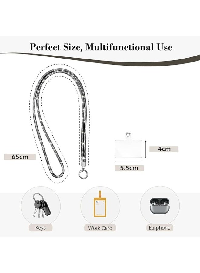 تين تك سلسلة موبايل عالمي كروس بودي مزينة بأحجار الراين ومقاومة للسرقة لامعة ووسادة تثبيت لمعظم الموبايلات وحامل رقبة مرصع بالألماس للنساء من تين تك – زهري - Image 4