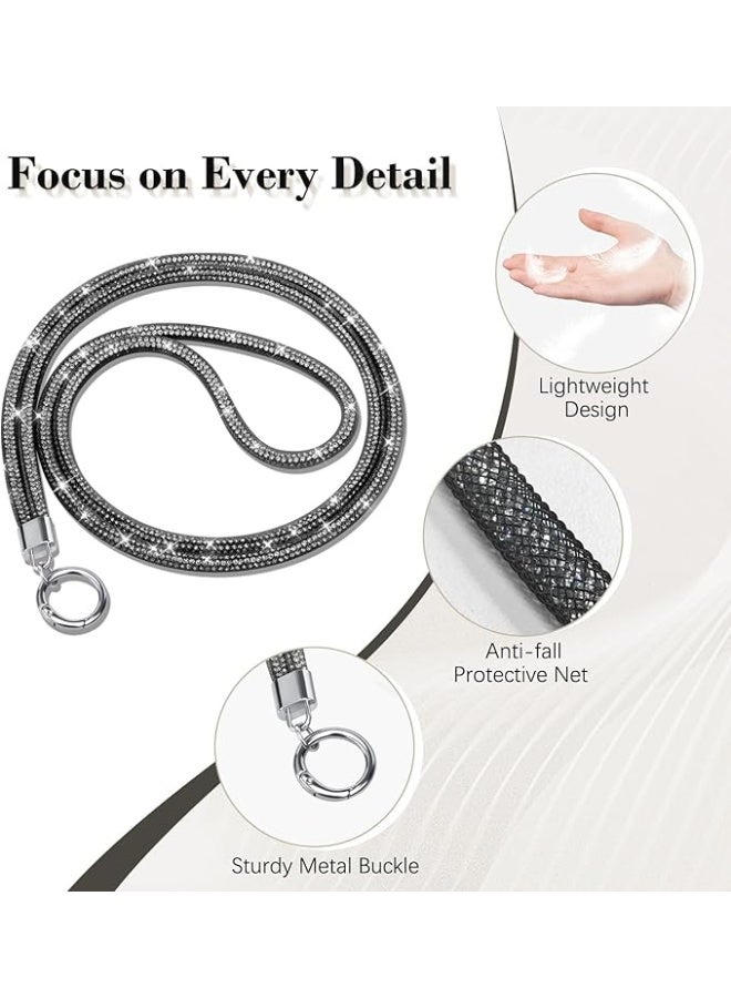 تين تك سلسلة موبايل عالمي كروس بودي مزينة بأحجار الراين ومقاومة للسرقة لامعة ووسادة تثبيت لمعظم الموبايلات وحامل رقبة مرصع بالألماس للنساء من تين تك – زهري - Image 3