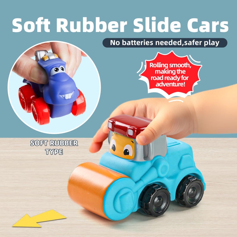 ALASOU 12 PCS Soft Rubber Car Toys for 1 Year Old Boy with Playmat/Storage Bag|Baby Toys 1 Year Old Boy Gifts Easter Basket Stuffers for Toddler Toys 1-2|1st Birthday Gift for Infant 12 18 Months - Image 3