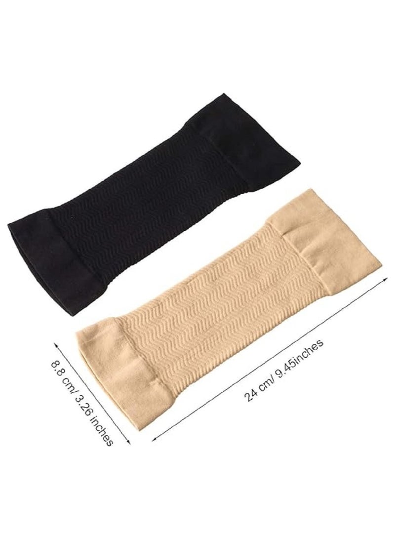 Generic Fat Burning Arm Sleeves Slimming Fabric Arm Sleeves for Women Slimming Wrap for Cellulite (Black and Beige)  - Image 5