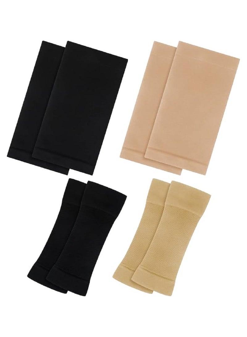 Generic Fat Burning Arm Sleeves Slimming Fabric Arm Sleeves for Women Slimming Wrap for Cellulite (Black and Beige)  - Image 3