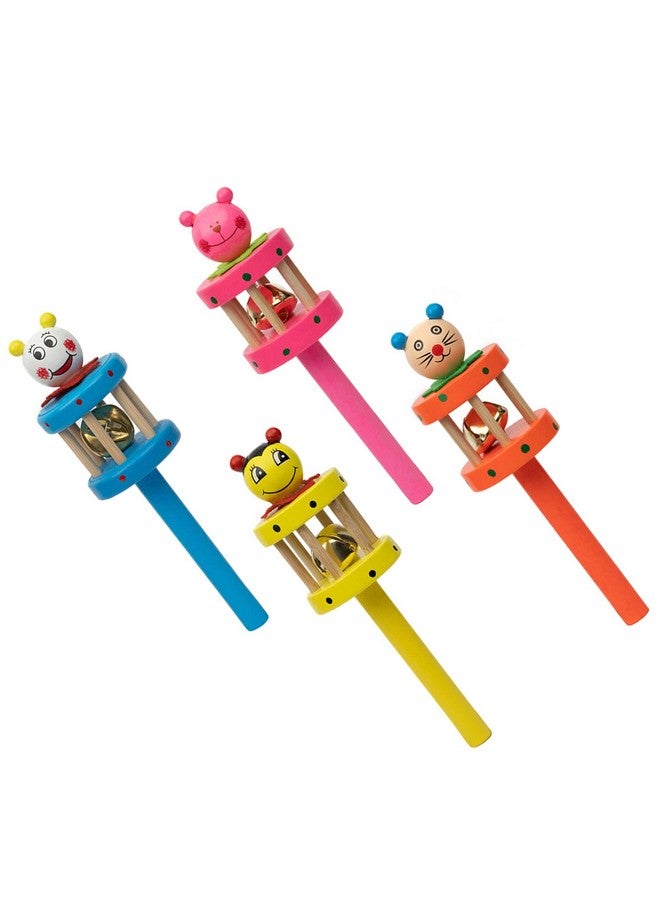 Toolart® Non Toxic Colorful Wooden Baby Rattle Toy - Set of 4 (CAGE) (Color May Vary) - Image 2