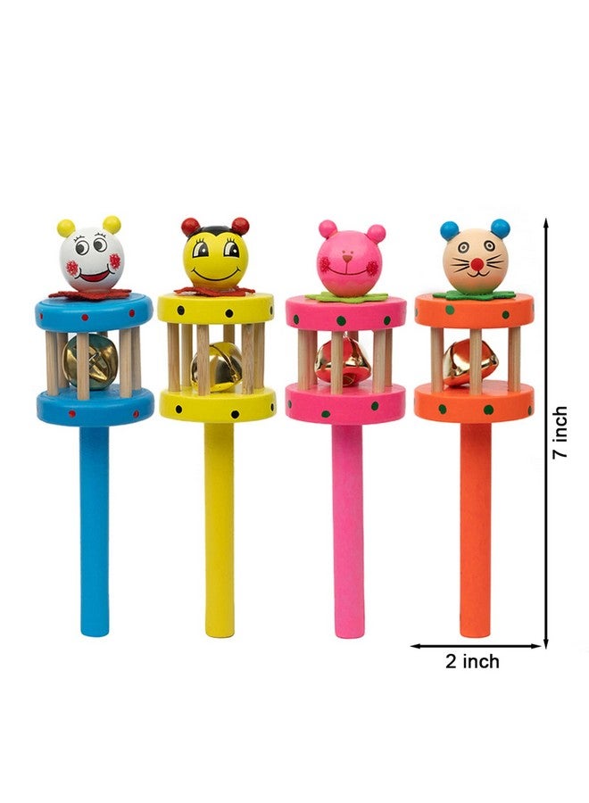 Toolart® Non Toxic Colorful Wooden Baby Rattle Toy - Set of 4 (CAGE) (Color May Vary) - Image 3