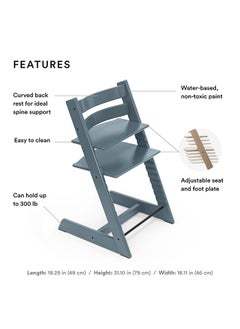 STOKKE Tripp Trapp Chair From, Fjord Blue Adjustable, Convertible Chair For Toddlers , Children And Adults Convenient, Comfortable And Ergonomic Classic Design  - Image 2