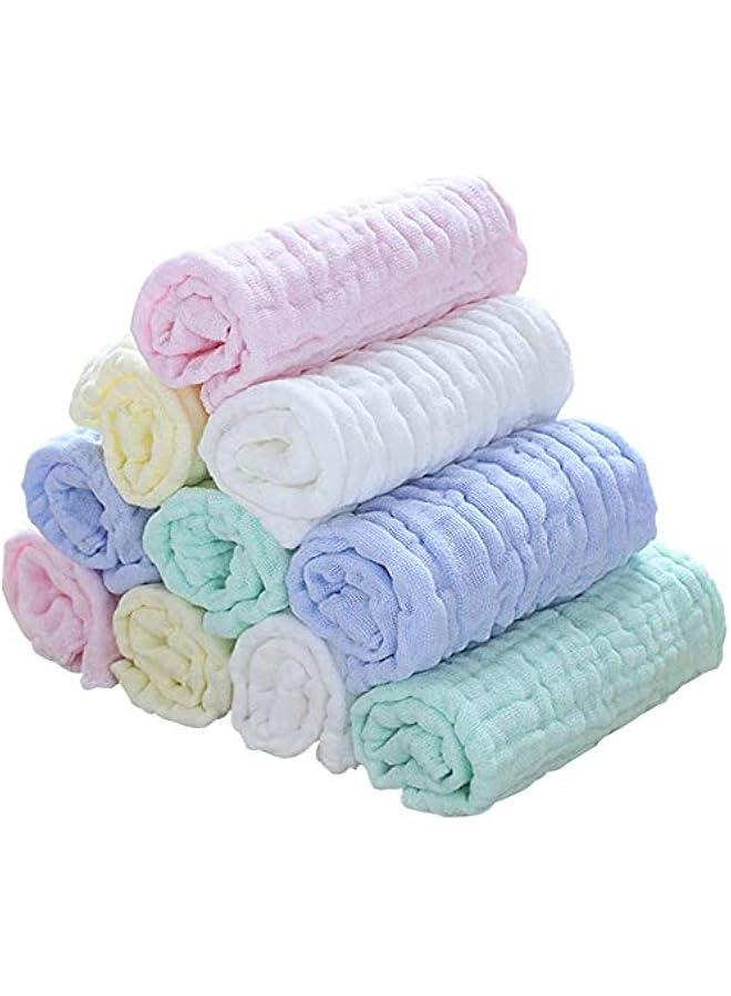 MOXO of 10 Soft  Cotton Baby Muslin Towels  Reusable and Gentle on Baby's Skin  MultiUse for Bathing Feeding and Cleaning  Uni Baby Wipes and Nursing Towels Set - Image 1