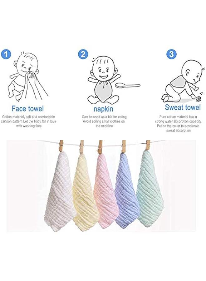 MOXO of 10 Soft  Cotton Baby Muslin Towels  Reusable and Gentle on Baby's Skin  MultiUse for Bathing Feeding and Cleaning  Uni Baby Wipes and Nursing Towels Set - Image 5