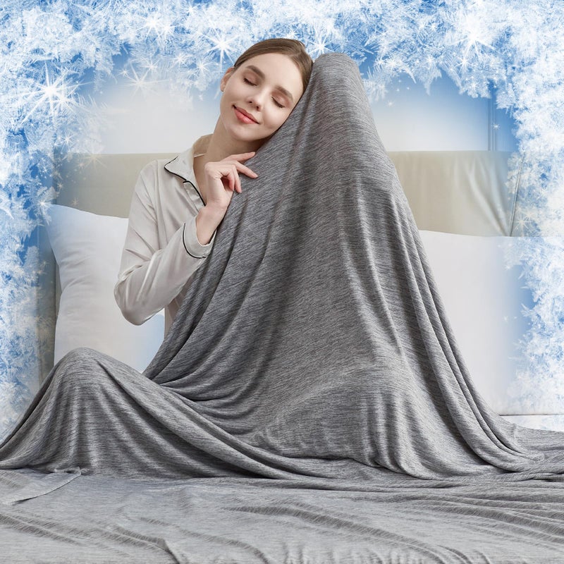 CHOSHOME Cooling Blanket for Hot Sleepers - Summer Blanket Thin Soft Lightweight Breathable Double Side Enhanced Cooling for Hot Flashes, Night Sweats, Bed, Couch (Grey, 50 x 70 inches) - Image 1