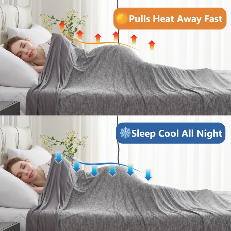 CHOSHOME Cooling Blanket for Hot Sleepers - Summer Blanket Thin Soft Lightweight Breathable Double Side Enhanced Cooling for Hot Flashes, Night Sweats, Bed, Couch (Grey, 50 x 70 inches) - Image 3