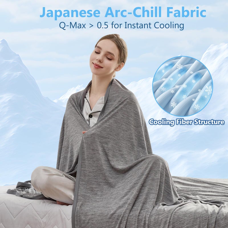 CHOSHOME Cooling Blanket for Hot Sleepers - Summer Blanket Thin Soft Lightweight Breathable Double Side Enhanced Cooling for Hot Flashes, Night Sweats, Bed, Couch (Grey, 50 x 70 inches) - Image 2