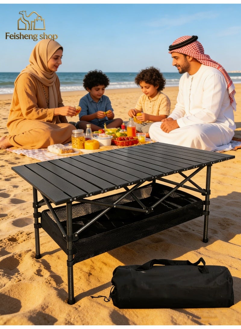 متجر فيشينغ 【طاولة قابلة للطي في حالات الطوارئ】 طاولة تخييم محمولة وخفيفة الوزن قابلة للطي | طاولة جانبية محمولة قابلة للطي | طاولة تخييم خارجية قابلة للطي | طاولة شاطئ خفيفة الوزن   |   طاوله اكل بحر  |  طاوله صغيره رحلات |  طاولة تتصفط   |  طاولة رحلات  | طاولة نزهة | مع حقيبة تخزين وحقيبة شبكية (95 × 55 × 50 سم) - Image 1