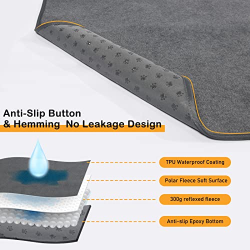 LOOBANI Non-Slip Washable Pee Pad for Dogs, 1 Pack Extra Large Reusable Dog Mat for Floor, Fast Absorbent Pet Whelping Pads, Puppy Playpen Mat for Incontinence, Housebreaking, Crate, 82x102in,Gray - Image 5