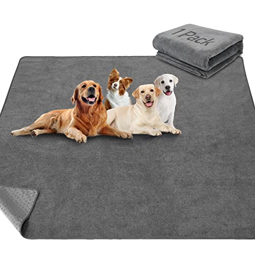 LOOBANI Non-Slip Washable Pee Pad for Dogs, 1 Pack Extra Large Reusable Dog Mat for Floor, Fast Absorbent Pet Whelping Pads, Puppy Playpen Mat for Incontinence, Housebreaking, Crate, 82x102in,Gray - Image 1