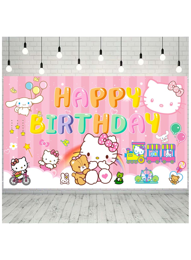 FRUITFUL PARTY 1pcs Hello Kitty Backdrop, Hello Kitty Birthday Decorations for Hello Kitty Party(Size: 180cm×110cm/71"× 43") - Image 1