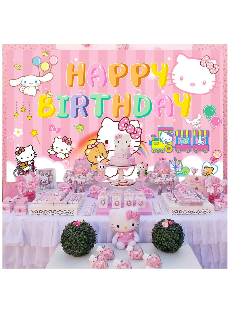 FRUITFUL PARTY 1pcs Hello Kitty Backdrop, Hello Kitty Birthday Decorations for Hello Kitty Party(Size: 180cm×110cm/71"× 43") - Image 4