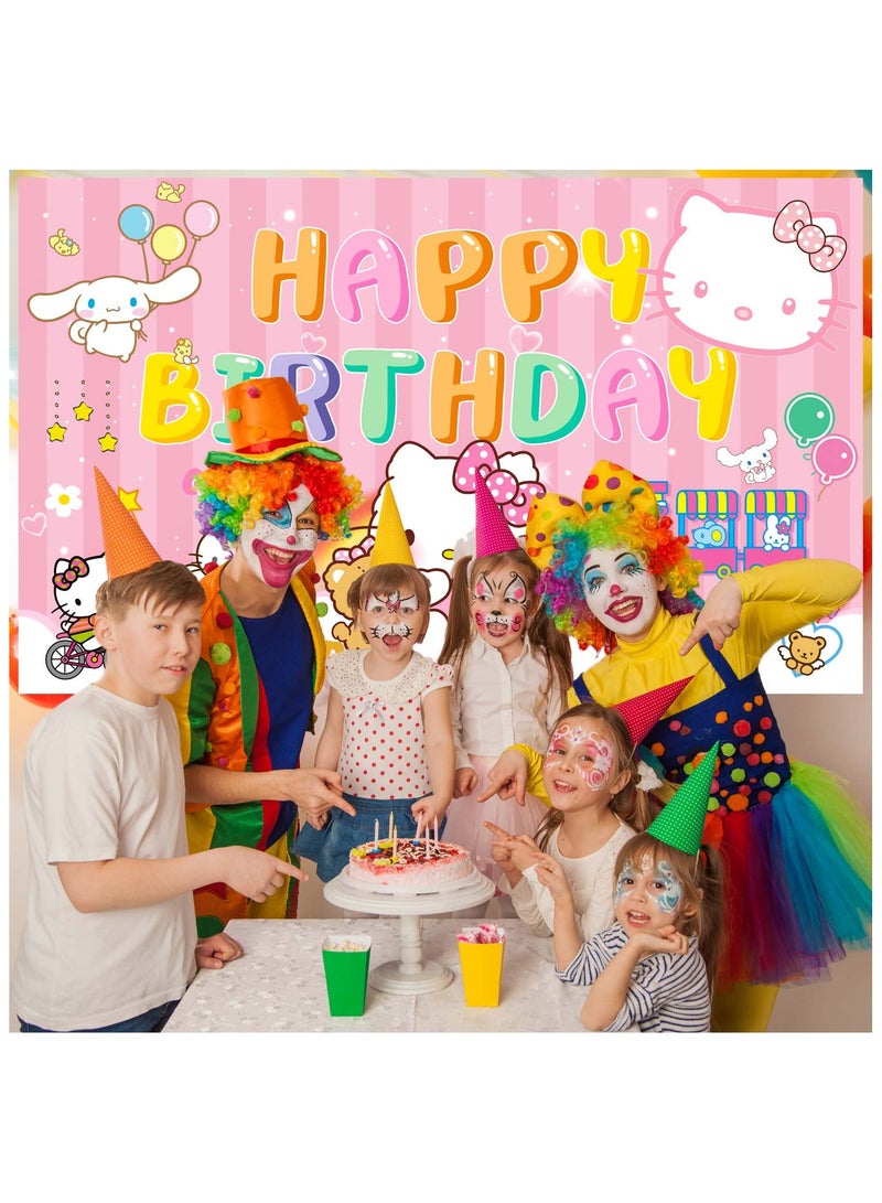 FRUITFUL PARTY 1pcs Hello Kitty Backdrop, Hello Kitty Birthday Decorations for Hello Kitty Party(Size: 180cm×110cm/71"× 43") - Image 5