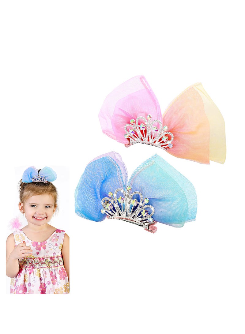 مشابك شعر تاج الأميرة اللامعة للفتيات - دبابيس قوس وتاج ماسي، ملحقات شعر مثالية للأطفال - Image 1