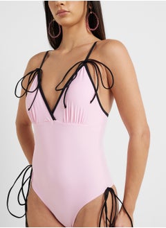 ELLA Swimsuit With Contrast Tie Up  - Image 2