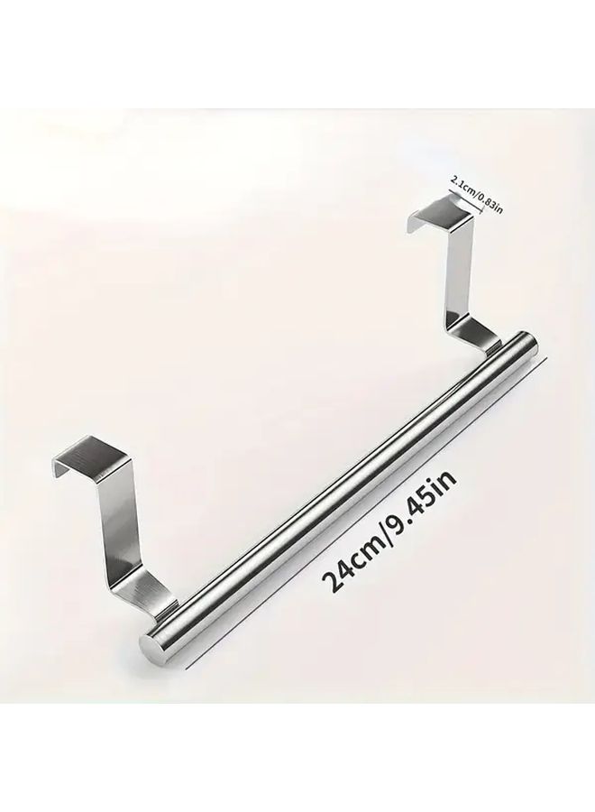 Stainless Steel Over The Door Towel Bar Set Silvery Wall Mounted Rack - Image 3