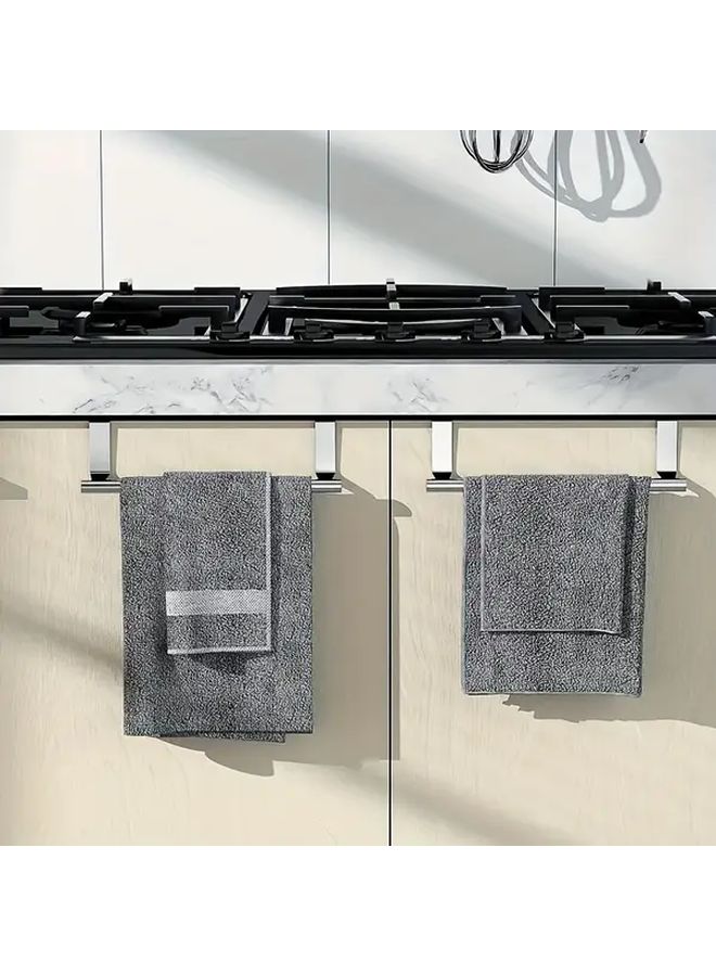 Stainless Steel Over The Door Towel Bar Set Silvery Wall Mounted Rack - Image 4