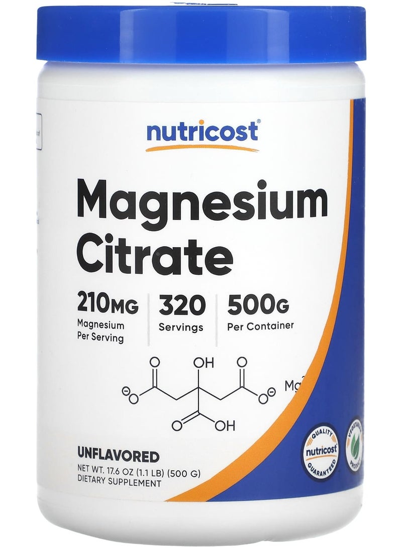 Nutricost سترات المغنيسيوم، بدون نكهة، 17.6 أونصة (500 جم)