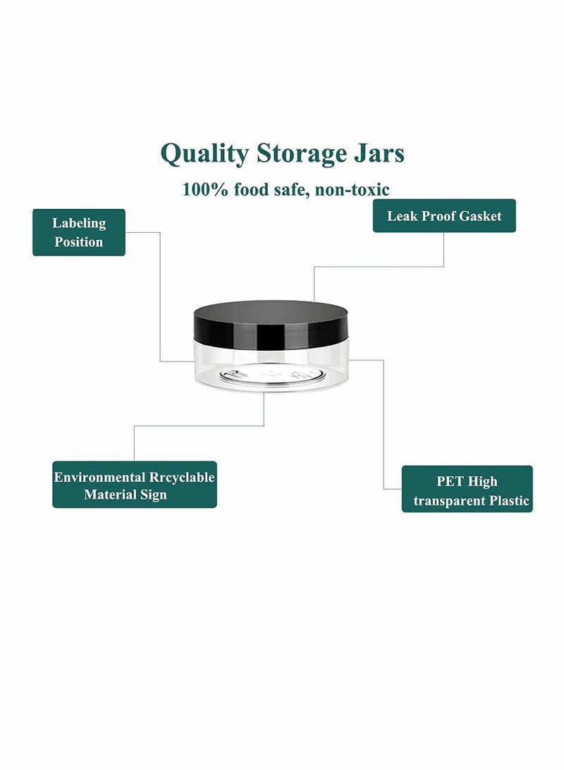 Excefore Plastic Makeup Cosmetic Jars, 12pcs 15ml Column Refillable Travel Empty Clear Sample Container Pots Bottles with Black Screw-on Lids and 6pcs Mini Spatulas for Creams/Powder/Make Up Cosmetic - Image 4