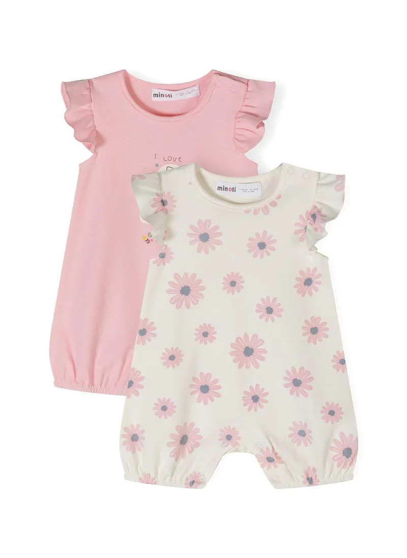 MINOTI 2-Pack Baby Rompers with Ruffle Sleeves and Snap Closures