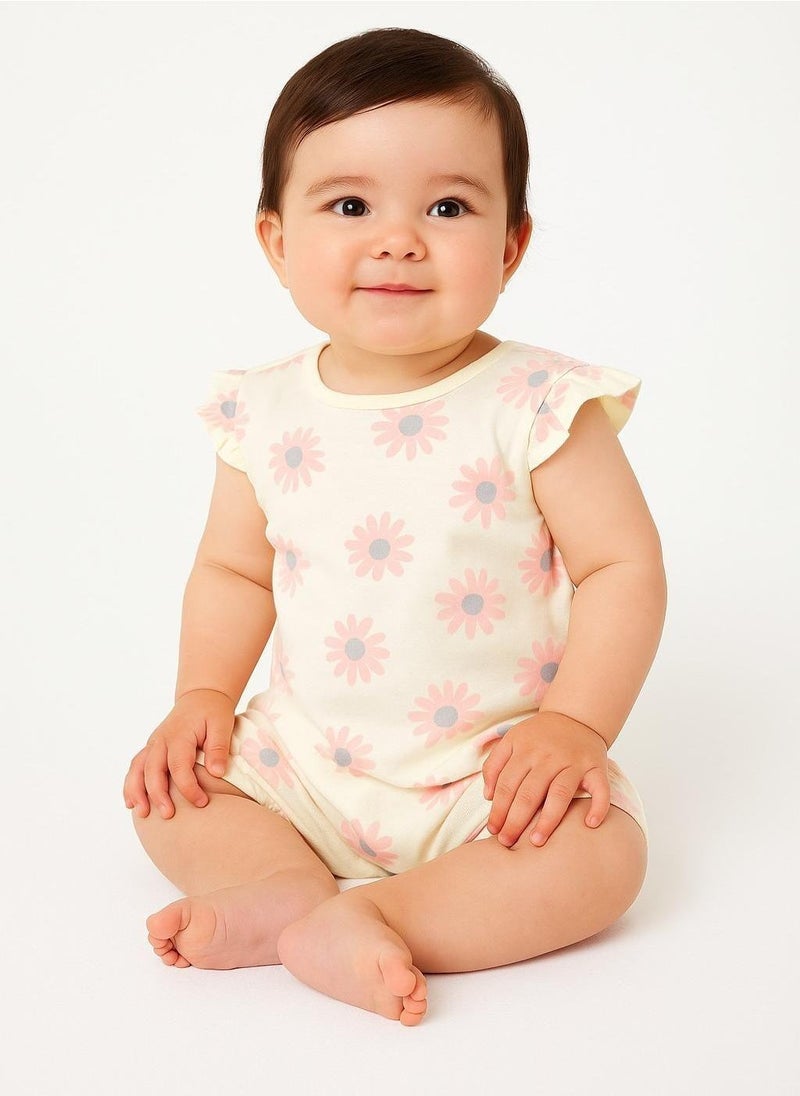MINOTI 2-Pack Baby Rompers with Ruffle Sleeves and Snap Closures  - Image 2