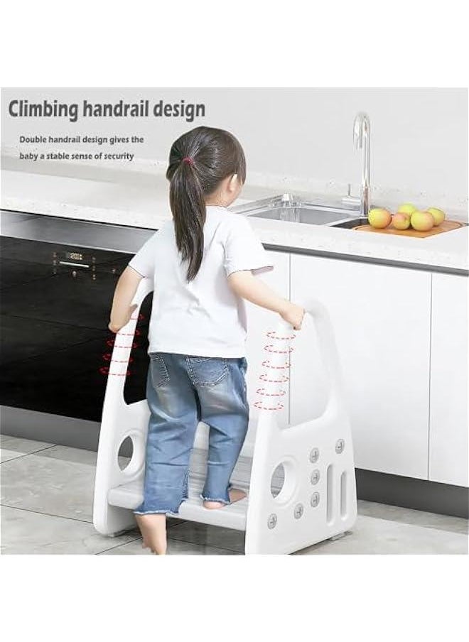 Gonice - Kids Step Stool, Toddler Two Step Ladder with Safety Handles & Non-Slip Steps,Bathroom Potty Stool & Kitchen Stool, Step Stool for Bedroom, Kitchen Counter Toddler Step Stool Helper (Gray) - Image 1