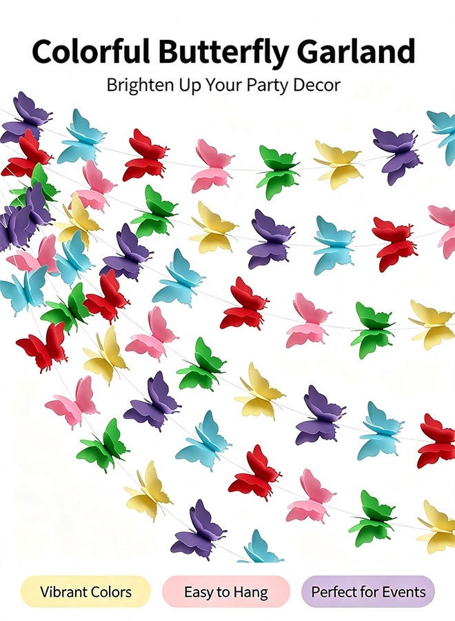 Organizer Butterfly Banner Decorative Paper Garland for Wedding Baby Shower Birthday Theme Decor 110 Inches Pack of 3 Pieces Mix Color - Image 2