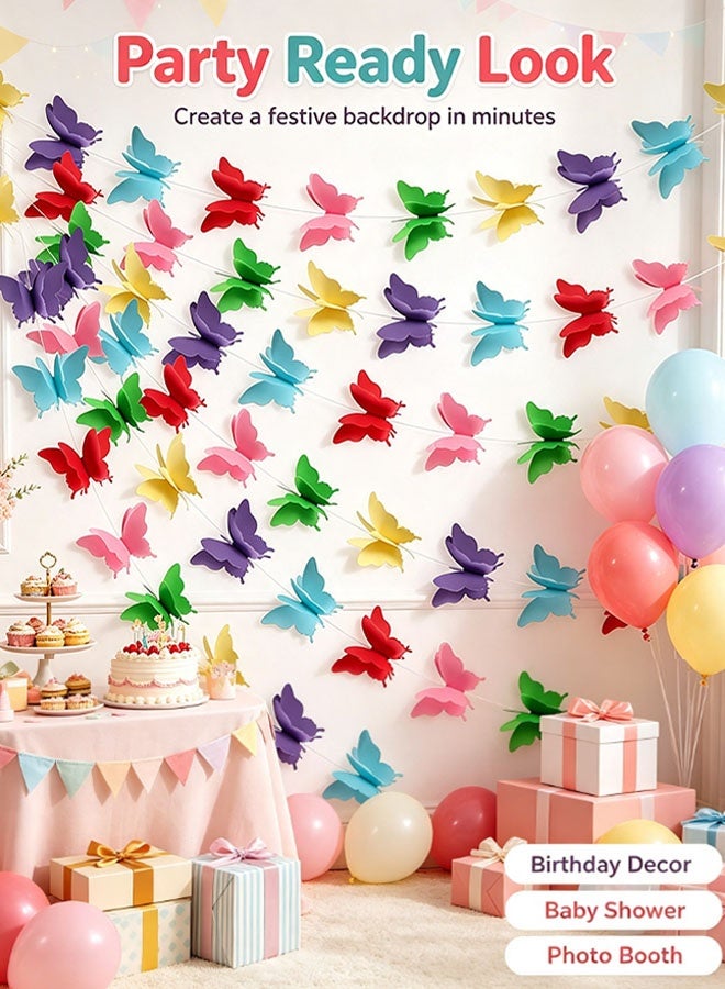 Organizer Butterfly Banner Decorative Paper Garland for Wedding Baby Shower Birthday Theme Decor 110 Inches Pack of 3 Pieces Mix Color - Image 5