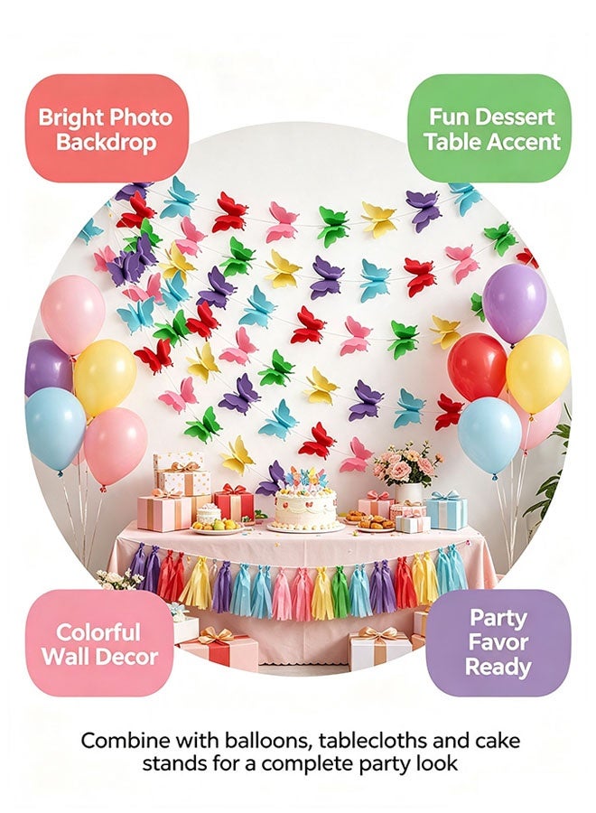Organizer Butterfly Banner Decorative Paper Garland for Wedding Baby Shower Birthday Theme Decor 110 Inches Pack of 3 Pieces Mix Color - Image 4