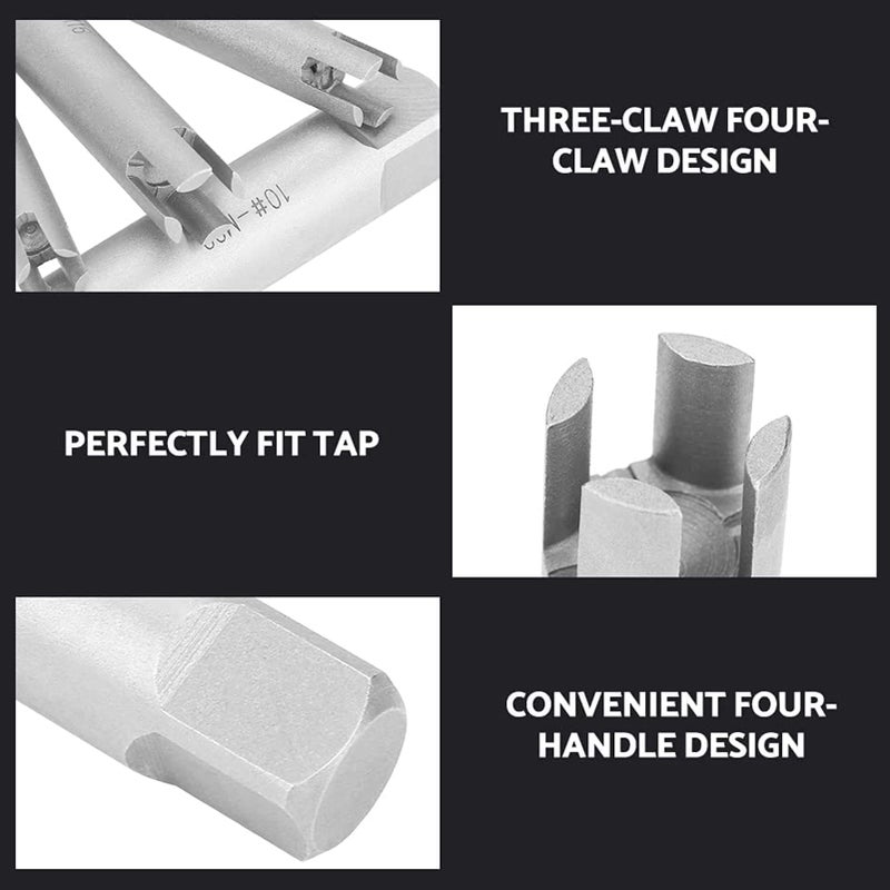 Flylin Tap Extractor, 6 Pcs 3/4 Flute Broken Head Screw Remover 3 Types Steel Stripped Tap Extractor Set - Image 5