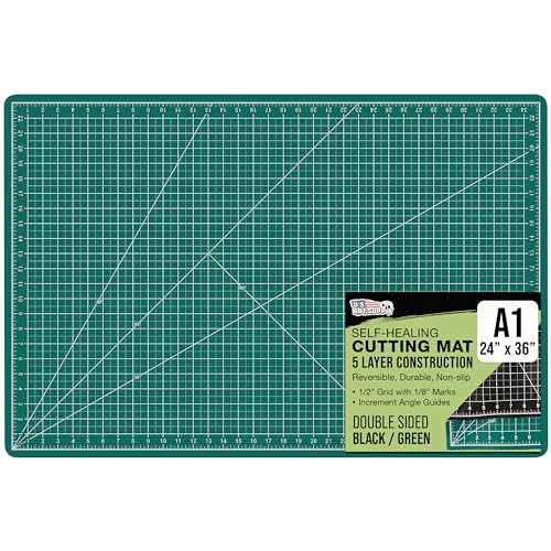US Art Supply 24 x 36 SelfHealing Cutting Mat 5Ply  DoubleSided GreenBlack Craft Mat NonSlip Cutting Mats for Crafts Sewing Quilting Scrapbooking