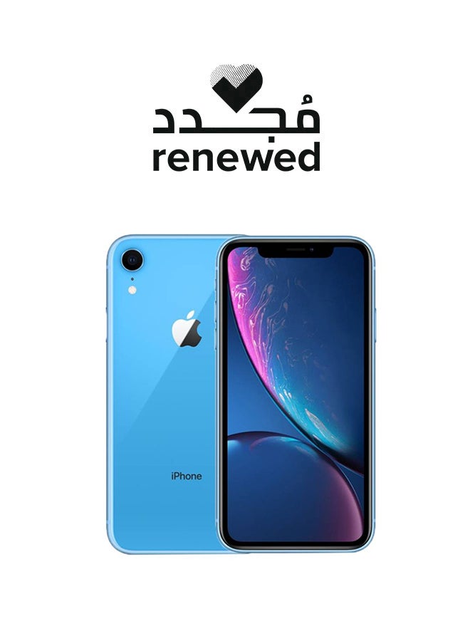 ابل  مُجدد - هاتف آيفون XR ثنائي الشريحة مع تطبيق فيس تايم بذاكرة داخلية سعة 64 جيجابايت يدعم تقنية 4G LTE بلون أزرق - Image 1