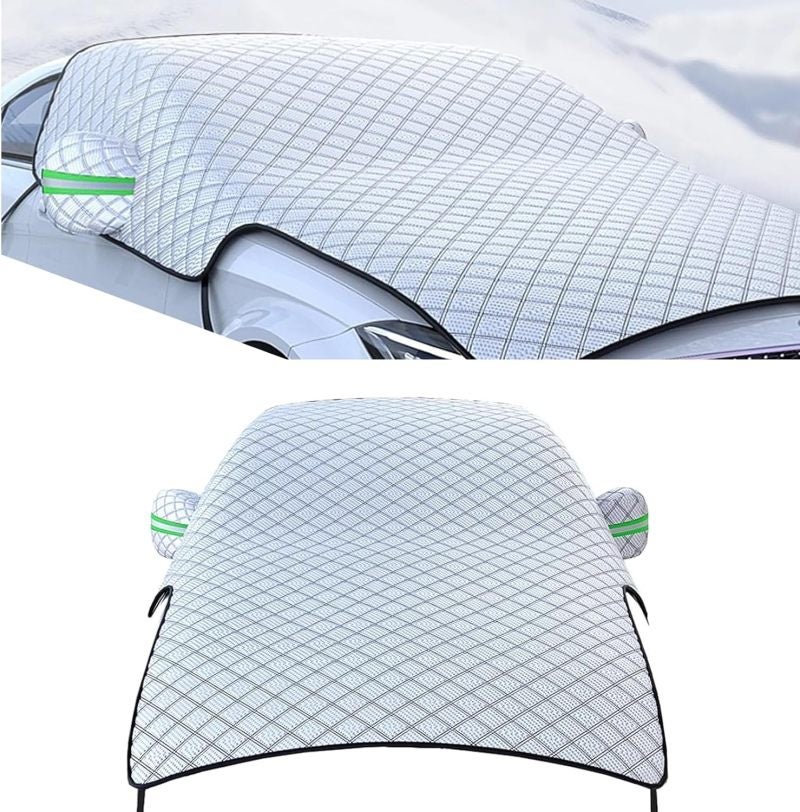 Car Windshield Cover Silver Thick Durable Material Innovative Insulation Tech - Reflective Warning Strip Windshield Protector for All-Season Car Front Area Protection - Image 2