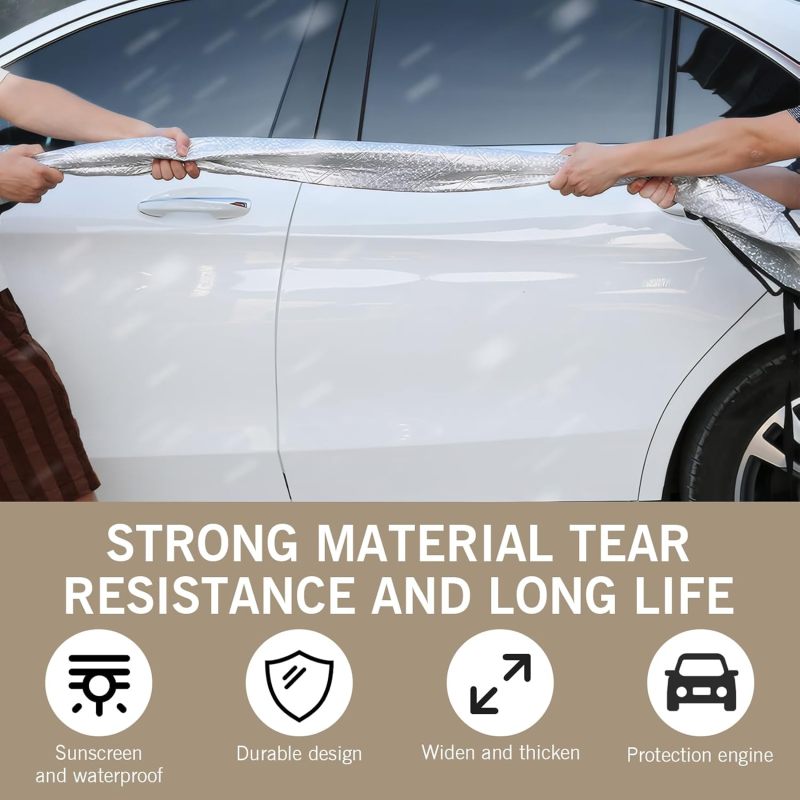 Car Windshield Cover Silver Thick Durable Material Innovative Insulation Tech - Reflective Warning Strip Windshield Protector for All-Season Car Front Area Protection - Image 5
